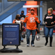 Signage inside FirstEnergy Stadium reminds fans of the dangers of Covid-19 before an NFL game between the Cleveland Browns and the Cincinnati Bengals on September 17, 2020 in Cleveland, Ohio.